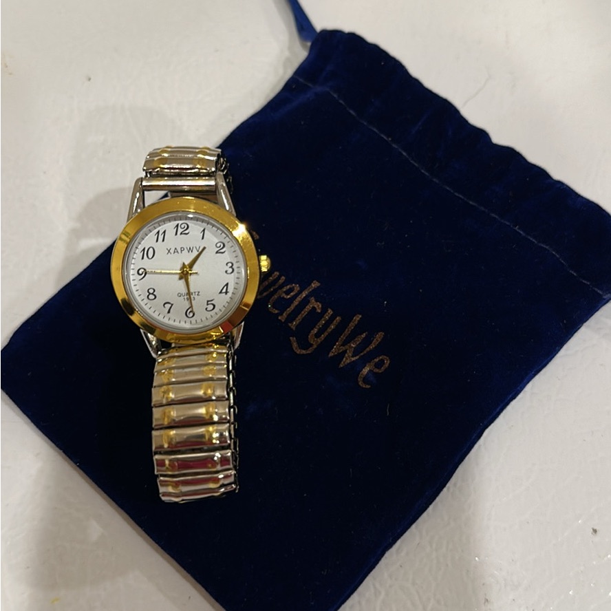 Gold And Silver Watch With White Dial